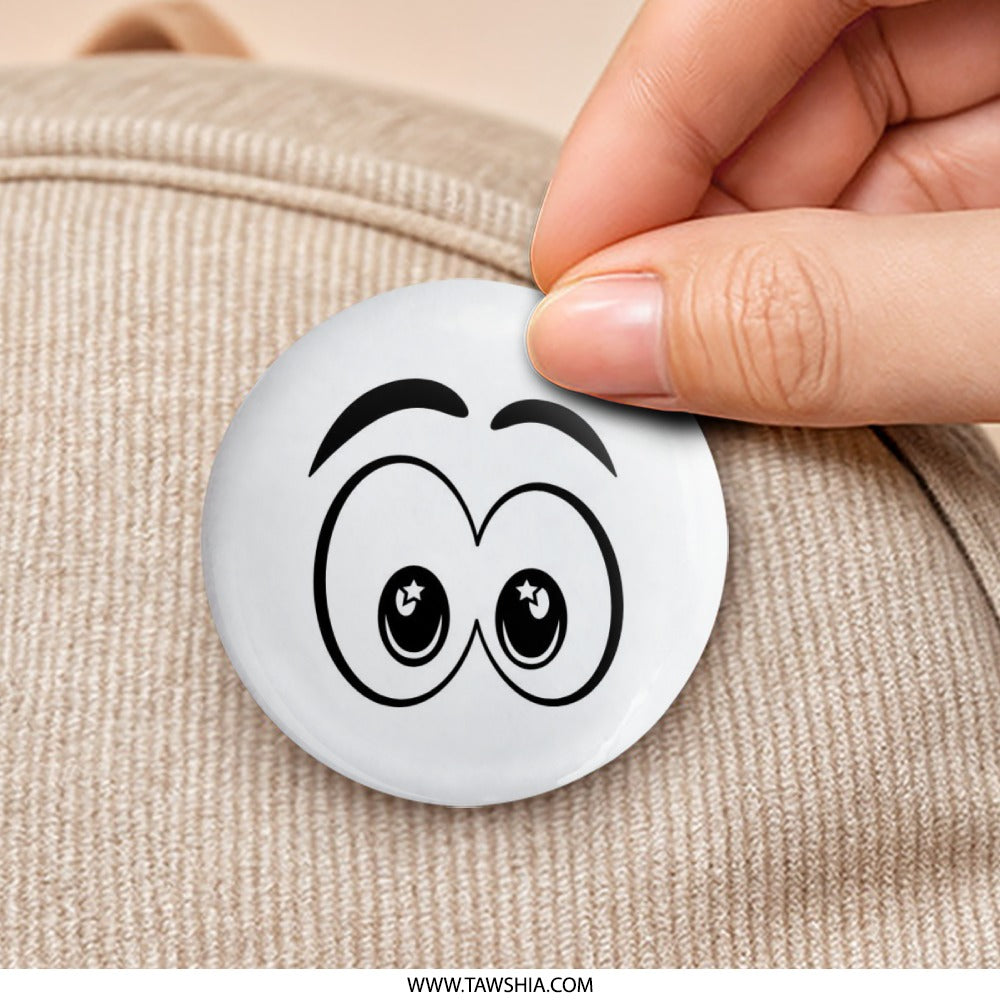 Cartoon Eyes Pinback Button, Googly Eyes Button, Starry Eyes Pin, Funny Face Pin, Cute Eyes Gift, Expressive Eyes Button, Party Favor - Tawshia