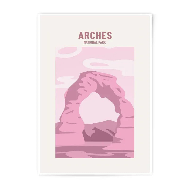 Arches National Park Photographic Print, Utah Landscape Art, Minimalist Travel Poster, Pink Desert Rock Formation, Modern Wall Decor - Tawshia