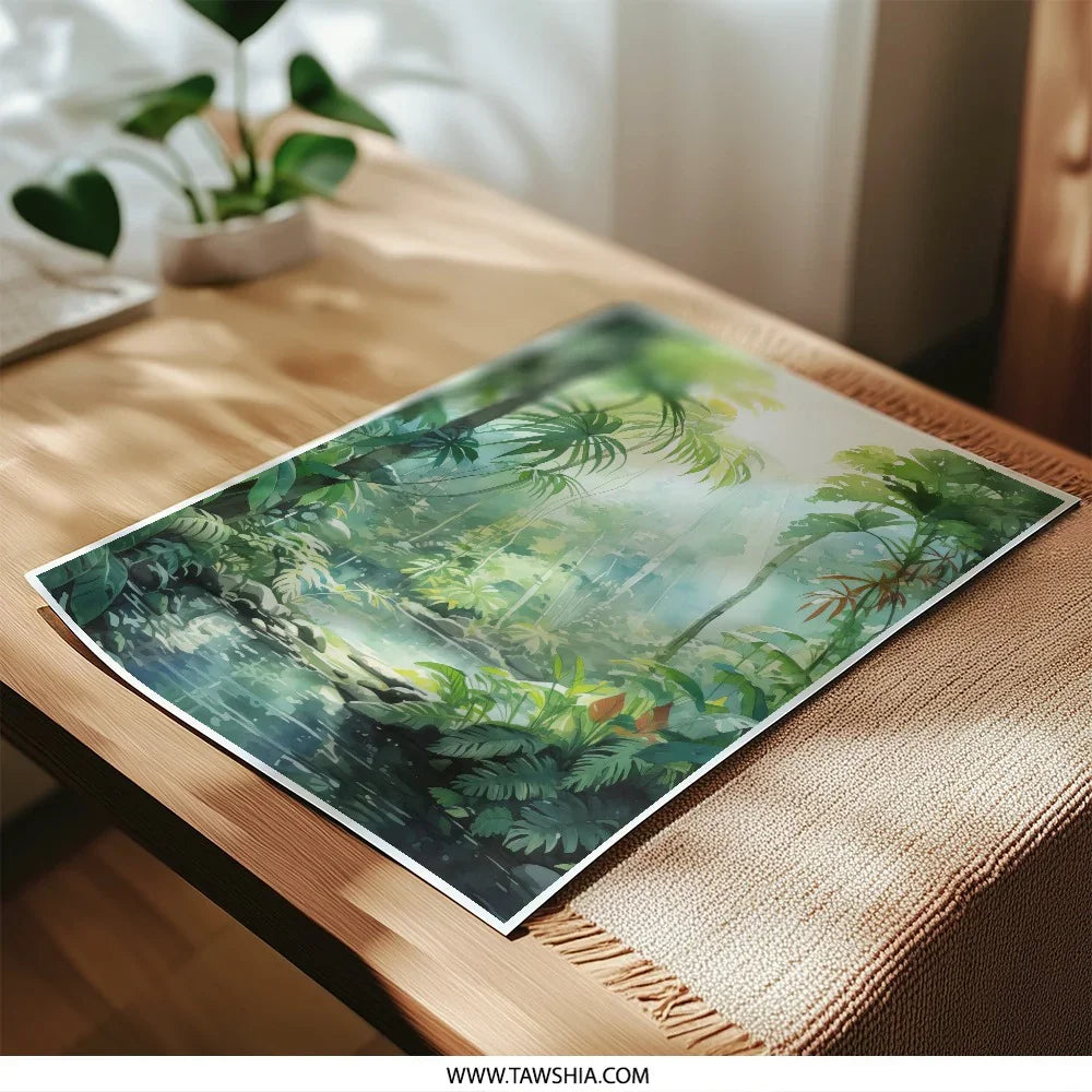 Tropical Rainforest Photographic Print, Jungle Landscape Art, Exotic Nature Decor, Lush Greenery Photo, Botanical Print, Serene Wall Art - Tawshia