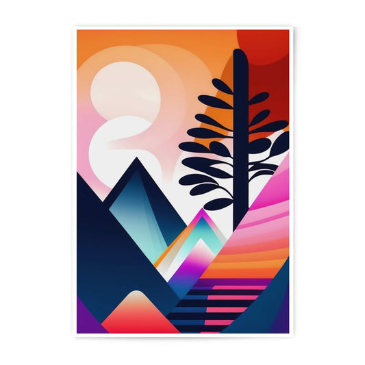 Abstract Mountain Photographic Print, Geometric Landscape Wall Art, Colorful Mountain Scene, Modern Art Print, Home Decor, Art Gift - Tawshia