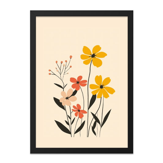 Floral Wall Art, Botanical Print, Flower Artwork, Modern Home Decor, Colorful Floral Design, Floral Illustration, Framed Art - Tawshia