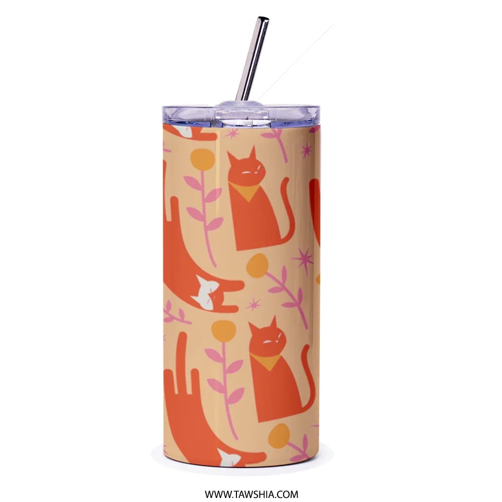 Playful Orange Cats Patterned Tumbler Cup product