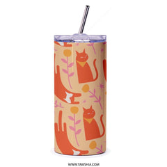 Playful Orange Cats Patterned Tumbler Cup product