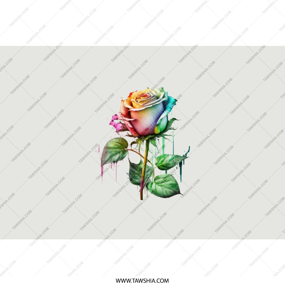 Rainbow Rose Tumbler, Watercolor Flower Cup, Floral Travel Mug, Unique Gift Idea, Colorful Rose Design Tumbler - Tawshia