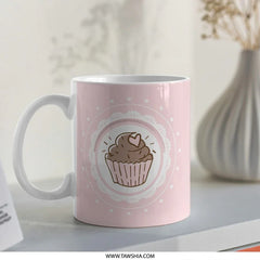 Cupcake Heart Mug, Cute Pastry Mug, Bakery Lover Gift, Food Themed Mug, Sweet Treat Mug, Pink Mug, Coffee Mug, Tea Mug, Hot Cocoa Mug - Tawshia