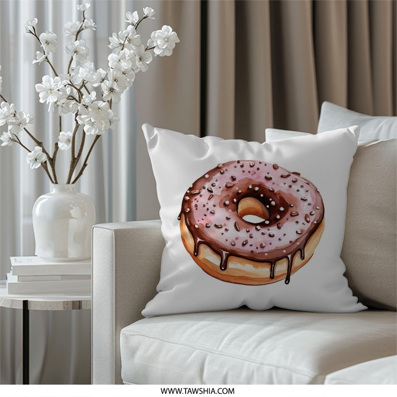 Donut Pillow, Foodie Decor, Sprinkle Donut, Cute Pillow, Kitchen Decor, Donut Lover Gift, Sweet Treat Pillow, Dessert Pillow - Tawshia