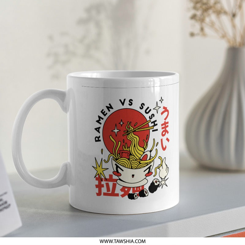 Ramen vs Sushi Unique Design Ceramic Mug product