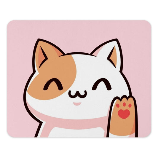 Cute Calico Cat Mouse Pad, Kawaii Kitty Desk Accessory, Pink Aesthetic Computer Mat, Gamer Gift, Office Decor, Animal Lover Gift - Tawshia