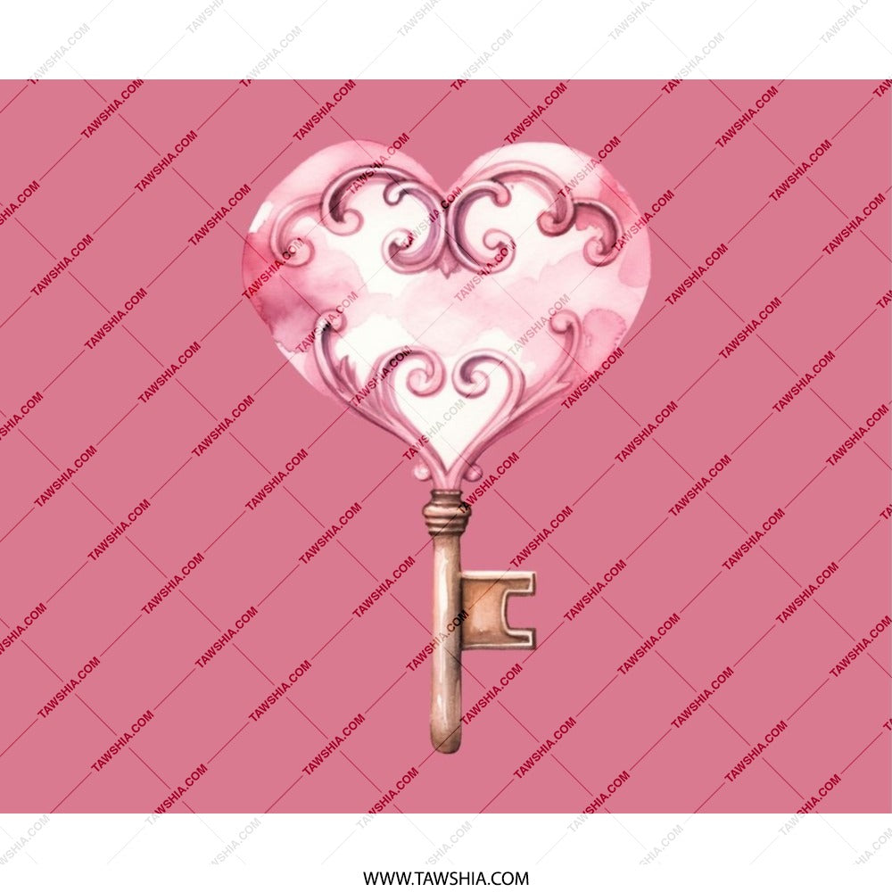 Heart Key Mouse Pad, Pink Decor, Ornate Design, Cute Mousepad, Home Office Accessory, Desk Mat, Gift for Her, Valentine's Day Gift - Tawshia