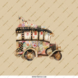 Quirky Patchwork Bus Pocket Mirror, Unique Travel Gift, Cute Compact Mirror, Road Trip Accessories, Novelty Pocket Mirror - Tawshia