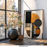 Abstract Geometric Wall Art, Modern Shapes Print, Contemporary Art Decor, Circle and Rectangle Artwork, Home Office Decor - Tawshia
