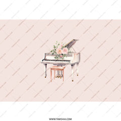 Floral Piano Tumbler, Elegant Drinkware, Music Lover Gift, Cute Travel Mug, Aesthetic Tumbler, Unique Tumbler, Gifts for Pianists - Tawshia