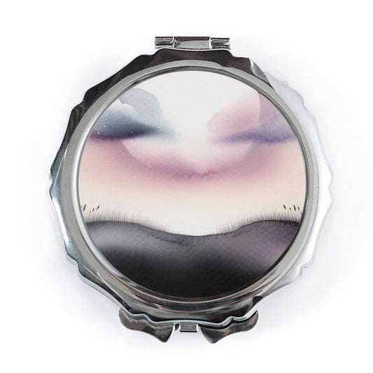 Watercolor Landscape Pocket Mirror, Aesthetic Sky Compact Mirror, Stylish Makeup Mirror, Travel Mirror, Handbag Mirror, Gift for Her - Tawshia