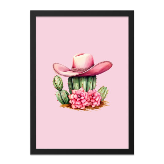 Pink Cactus Wall Art, Cowgirl Hat Decor, Desert Wall Decor, Southwest Art Print, Boho Cactus Wall Art, Western Home Decor - Tawshia