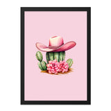 Pink Cactus Wall Art, Cowgirl Hat Decor, Desert Wall Decor, Southwest Art Print, Boho Cactus Wall Art, Western Home Decor - Tawshia
