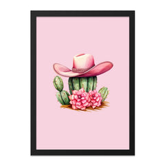Pink Cactus Wall Art, Cowgirl Hat Decor, Desert Wall Decor, Southwest Art Print, Boho Cactus Wall Art, Western Home Decor - Tawshia