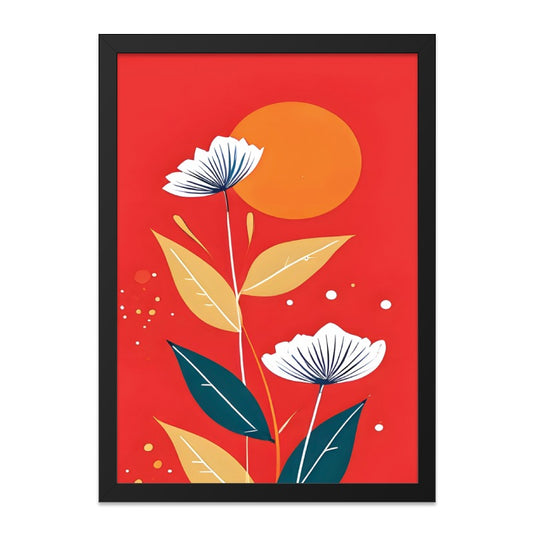 Floral Wall Art, Orange Sun, Flower Illustration, Modern Art Print, Botanical Decor, Living Room Art, Home Decor, Gift Idea (133) - Tawshia