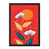 Floral Wall Art, Orange Sun, Flower Illustration, Modern Art Print, Botanical Decor, Living Room Art, Home Decor, Gift Idea (133) - Tawshia