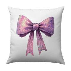 Pink Glitter Bow Pillow, Sparkly Pillow, Girly Room Decor, Decorative Throw Pillow, Cute Pillow, Gift for Her, Home Decor - Tawshia