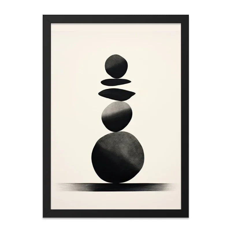 Minimalist Stone Wall Art, Balancing Stones Print, Zen Decor, Modern Abstract Art Print, Black and White Wall Decor - Tawshia