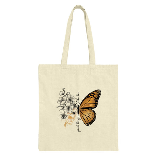 Butterfly Tote Bag, Floral Design, Motivational Quote, Aesthetic Bag, Everyday Bag, Stylish Tote - Tawshia