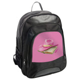 Pink Hat on Book Backpack, Fashionable Backpack, Stylish Daypack, Elegant Hat, Book Lover Gift, Statement Piece, Backpack for Her - Tawshia