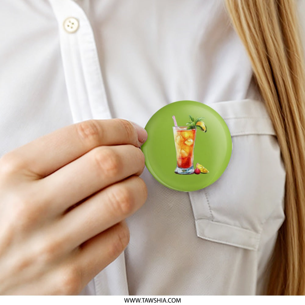 Cocktail Drink Pinback Button, Iced Tea Button, Refreshing Drink Badge, Summer Accessory, Bar Drink Lover Gift, Unique Button, Party Favor - Tawshia