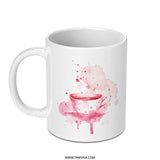 Watercolor Tea Cup Mug, Coffee Mug, Pink Watercolor Splash, Unique Gift Idea, Tea Lover Gift, Drinkware, Hot Cocoa Mug (137 characters) - Tawshia