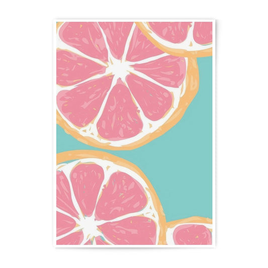 Pink Grapefruit Slice Photographic Print, Citrus Fruit Art, Modern Kitchen Decor, Trendy Food Wall Art, Vibrant Color Photo Print - Tawshia