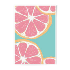 Pink Grapefruit Slice Photographic Print, Citrus Fruit Art, Modern Kitchen Decor, Trendy Food Wall Art, Vibrant Color Photo Print - Tawshia