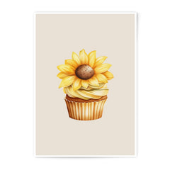Sunflower Cupcake Photographic Prints, Kitchen Decor, Baking Art, Dessert Wall Art, Summer Decor, Unique Art Prints - Tawshia