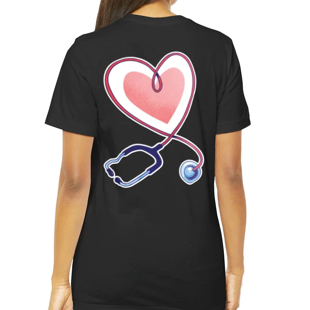 Heart Stethoscope Design on Black T-Shirt product