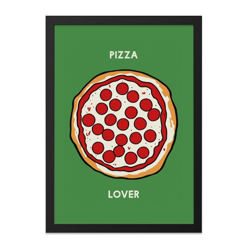 Pizza Lover Wall Art, Foodie Decor, Pepperoni Pizza Print, Green Kitchen Wall Art, Pizza Illustration, Restaurant Decor, Pizza Art - Tawshia