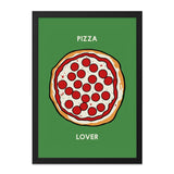 Pizza Lover Wall Art, Foodie Decor, Pepperoni Pizza Print, Green Kitchen Wall Art, Pizza Illustration, Restaurant Decor, Pizza Art - Tawshia