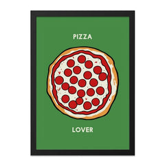 Pizza Lover Wall Art, Foodie Decor, Pepperoni Pizza Print, Green Kitchen Wall Art, Pizza Illustration, Restaurant Decor, Pizza Art - Tawshia