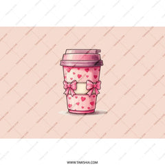 Pink Coffee Hearts Tumbler, Cute Bows Valentine Tumbler, Gift for Her, Kawaii Tumbler, Iced Coffee, Drinkware, Gift for Valentine's Day - Tawshia