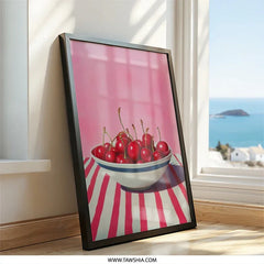 Cherry Wall Art Print, Modern Kitchen Decor, Fruit Art Poster, Pink Food Illustration, Still Life Art, Sweet Cherry Painting, Etsy Best - Tawshia