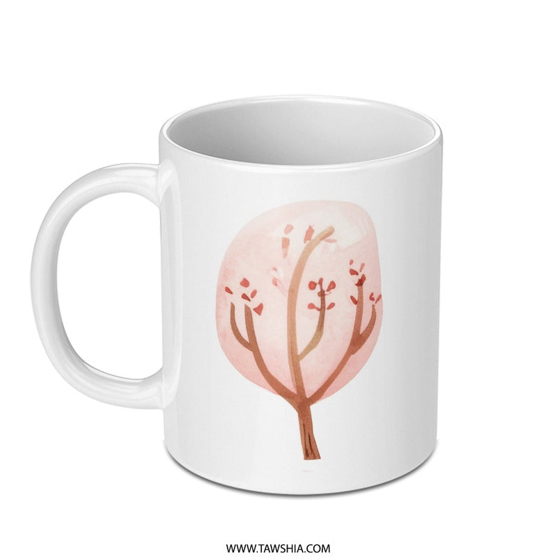 Pink Tree Mug, Give Back Mug, Artsy Coffee Cup, Unique Tea Mug, Inspirational Mug, Gift Mug for Friends, Artistic Mug, Ceramic Mug - Tawshia