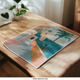 Coastal Photographic Print, Tropical Palm Tree Art, Seaside Town Print, Ocean View Photography, Italy Inspired Wall Art, Home Decor - Tawshia