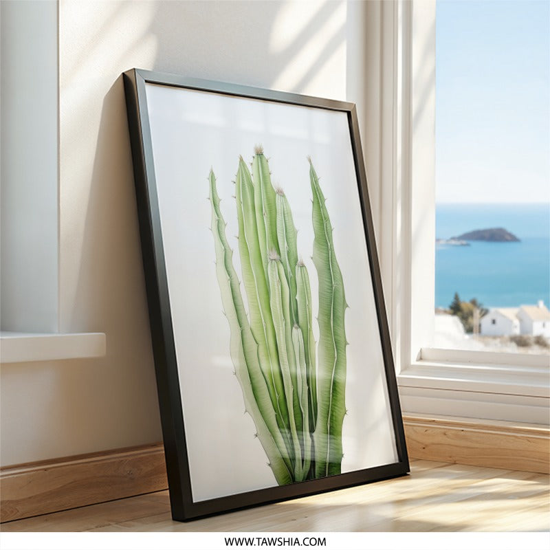 Cactus Wall Art, Green Cactus Print, Botanical Wall Decor, Desert Plant Art, Modern Home Decor, Southwestern Art - Tawshia