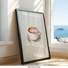 Watercolor Coffee Art, Latte Art Print, Coffee Lover Gift, Kitchen Wall Decor, Cafe Art Print, Coffee Painting, Modern Art, Wall Art - Tawshia