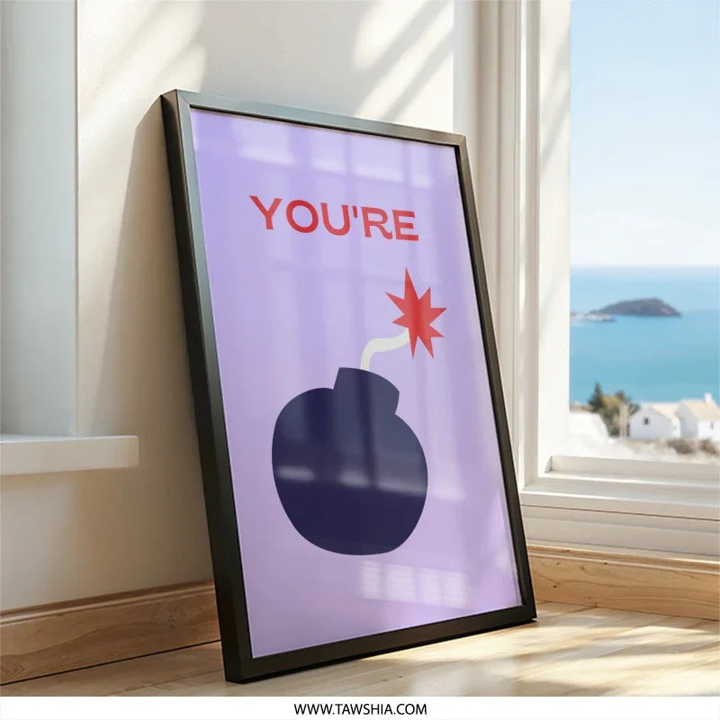 Youre the Bomb Wall Art, Minimalist Print, Funny Art, Home Decor, Playful Gift, Modern Wall Decor - Tawshia
