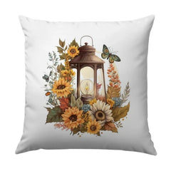 Sunflower Lantern Pillow, Butterfly Pillow, Autumn Decor Pillow, Floral Pillow, Fall Accent Pillow, Home Decor Pillow, Cozy Pillow - Tawshia