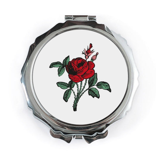 Red Rose Pocket Mirror, Floral Gift, Vintage Style Mirror, Cute Compact Mirror, Elegant Pocket Mirror, Makeup Mirror - Tawshia