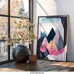 Abstract Mountain Wall Art, Geometric Landscape Print, Modern Home Decor, Minimalist Art Print, Contemporary Wall Decor, Scandi Inspired Art - Tawshia