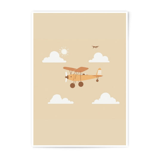 Airplane Photographic Print, Children's Room Art, Nursery Decor, Vintage Airplane, Baby Room Decor, Kids Wall Art, Neutral Colors - Tawshia