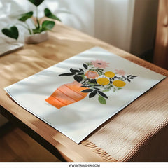 Floral Photographic Print, Orange Vase Art, Flower Still Life Print, Botanical Wall Decor, Kitchen Art Print, Modern Home Decor - Tawshia