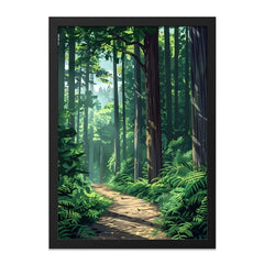 Forest Wall Art, Path Through Woods Print, Green Nature Art, Forest Landscape, Serene Scenery, Peaceful Forest Decor, Trees Art, Wall Decor - Tawshia