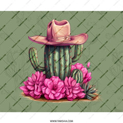 Cactus Cowboy Hat Mouse Pad, Floral Western Desk Accessory, Desert Flower Computer Mat, Southwestern Office Decor, Cute Cowgirl Gift - Tawshia