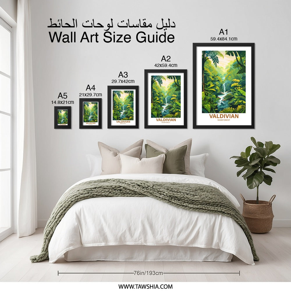Valdivian Rainforest Wall Art, Jungle Waterfall Print, Nature Landscape Poster, Tropical Forest Decor, Exotic Scenery - Tawshia